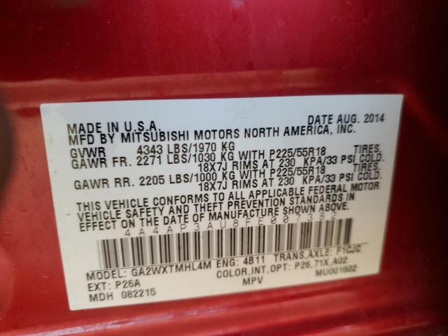 2015 MITSUBISHI OUTLANDER - 4A4AP3AU8FE007382
