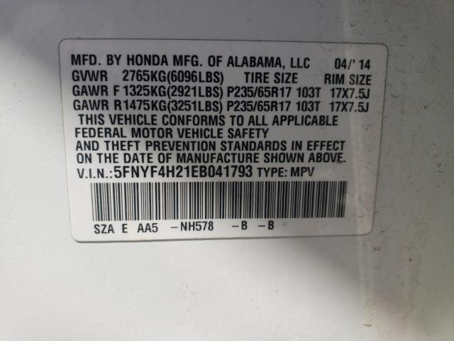 VIN 5FNYF4H21EB041793 2014 Honda Pilot, LX no.13