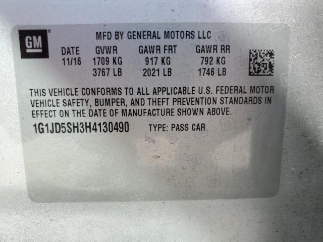 2017 CHEVROLET SONIC LT - 1G1JD5SH3H4130490