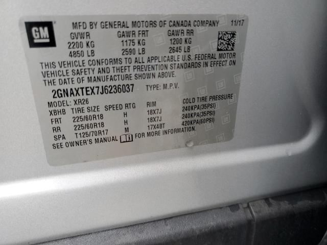 2018 CHEVROLET EQUINOX LT - 2GNAXTEX7J6236037