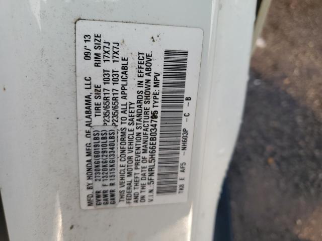 VIN 5FNRL5H66EB034795 2014 Honda Odyssey, Exl no.13