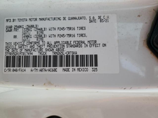 VIN 3TYRX5GN1MT017494 2021 Toyota Tacoma, Access Cab no.13