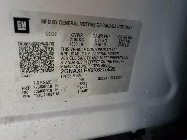 2019 CHEVROLET EQUINOX LT - 2GNAXLEX2K6215629