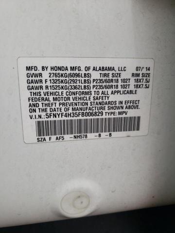 2015 HONDA PILOT SE 5FNYF4H35FB006829