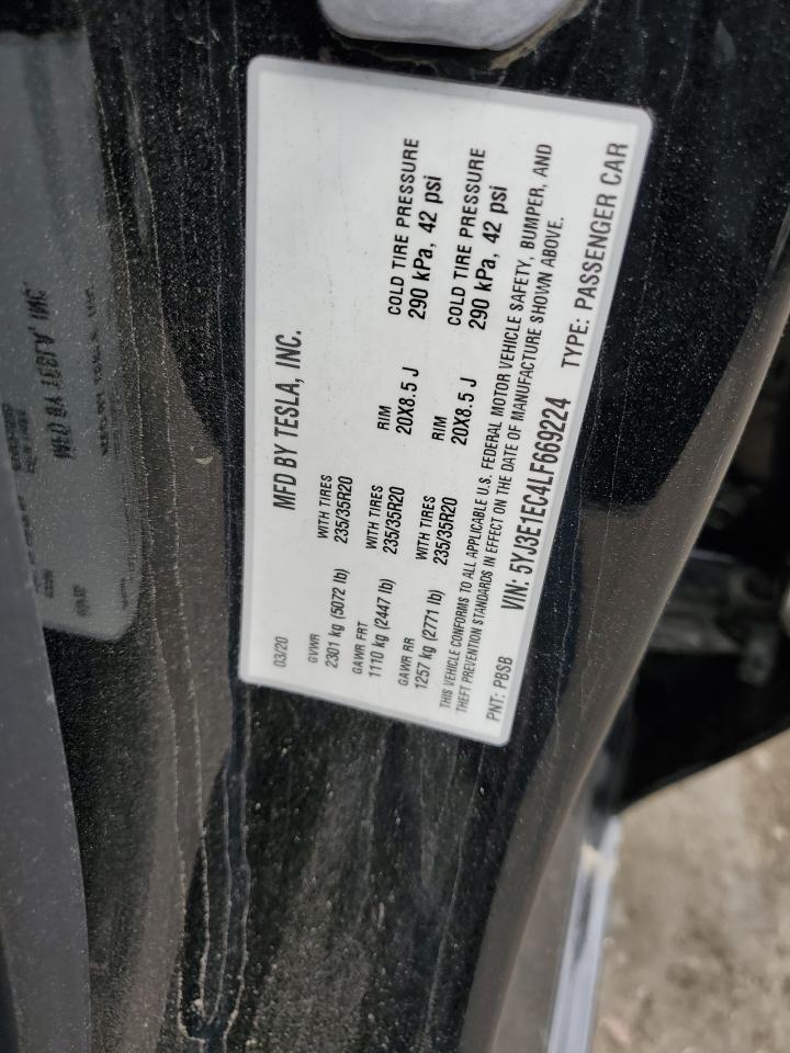 Lot #2940736419 2020 TESLA MODEL 3