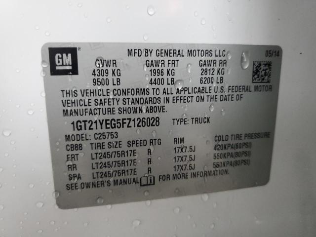 2015 GMC SIERRA C25 1GT21YEG5FZ126028