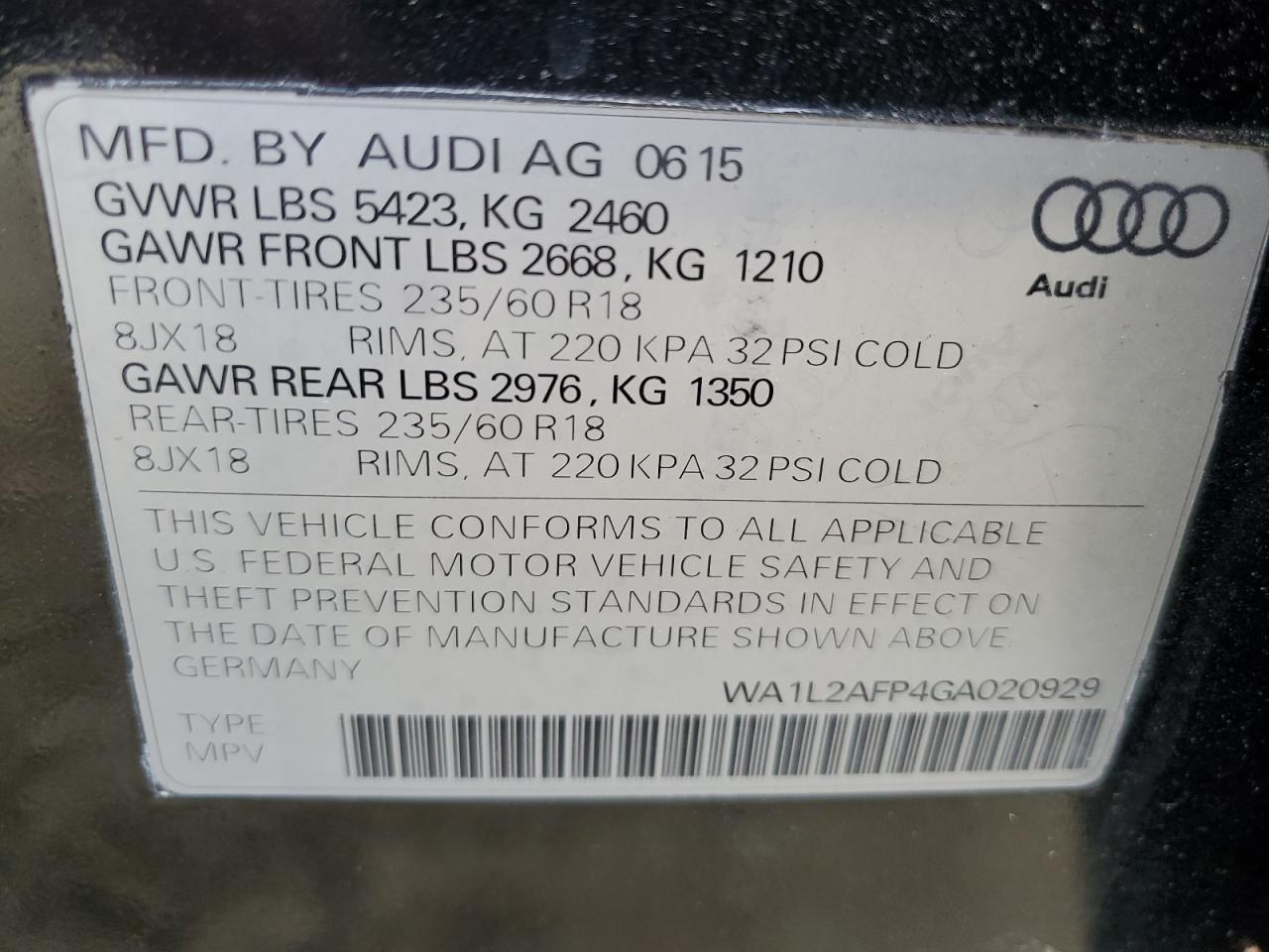 Lot #2993974309 2016 AUDI Q5 PREMIUM