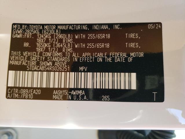 2024 TOYOTA GRAND HIGH - 5TDACAB54RS026251