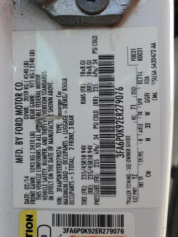 VIN 3FA6P0K92ER279076 2014 Ford Fusion, Titanium no.12