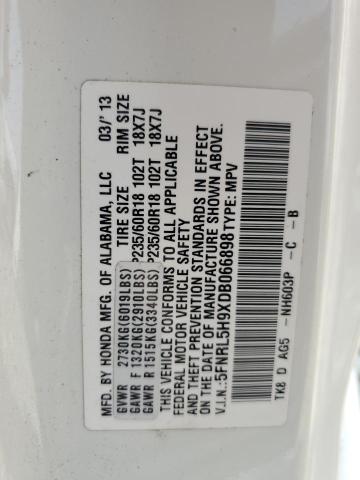 VIN 5FNRL5H9XDB066898 2013 Honda Odyssey, Touring no.13