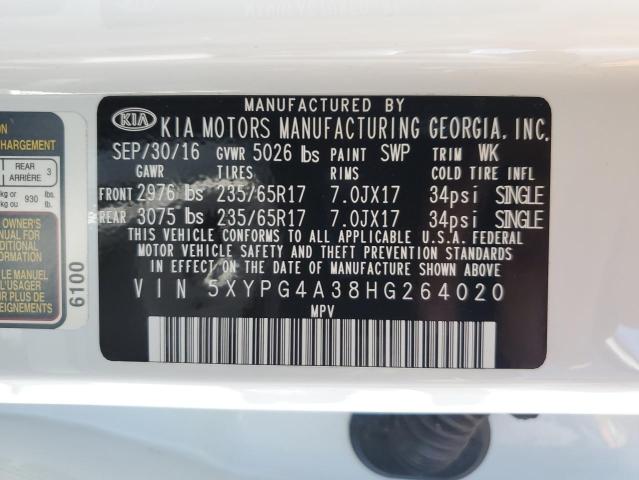 VIN 5XYPG4A38HG264020 2017 KIA Sorento, LX no.13