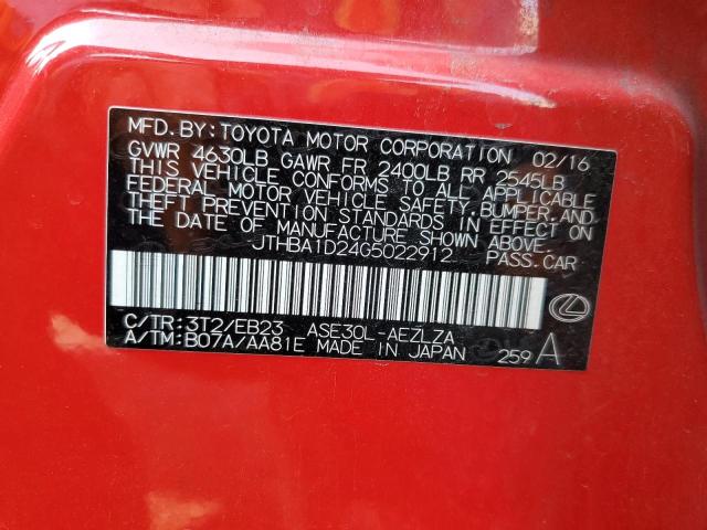 VIN JTHBA1D24G5022912 2016 Lexus IS, 200T no.13