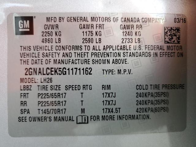 2016 CHEVROLET EQUINOX LT - 2GNALCEK5G1171162