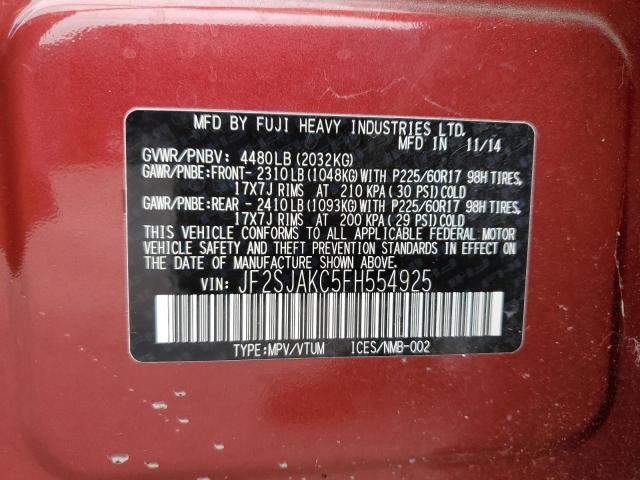 2015 SUBARU FORESTER 2 - JF2SJAKC5FH554925
