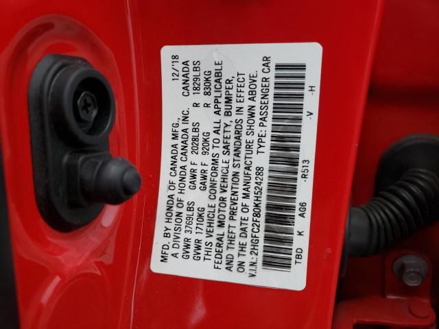 2019 HONDA CIVIC SPOR - 2HGFC2F80KH524288