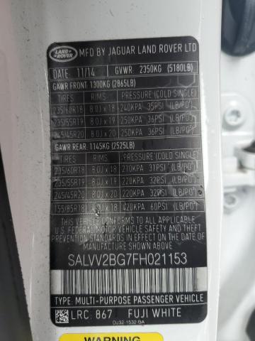 2015 LAND ROVER RANGE ROVE - SALVV2BG7FH021153