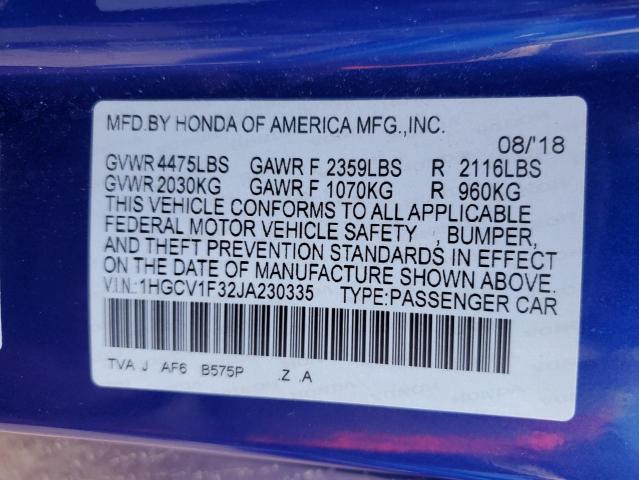 2018 HONDA ACCORD SPO - 1HGCV1F33JA320335