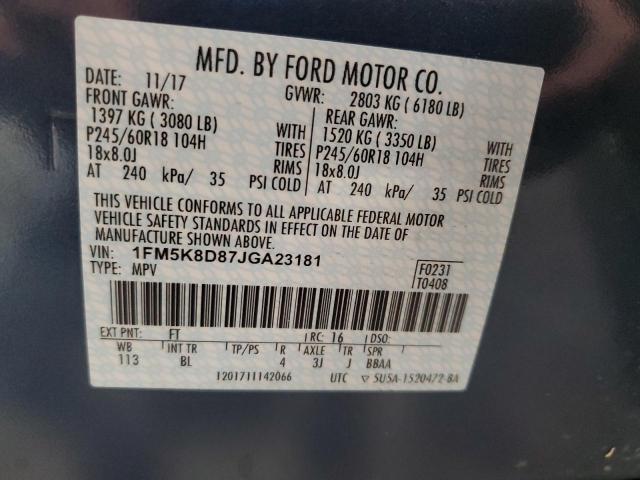 2018 FORD EXPLORER X 1FM5K8D87JGA23181  72595094