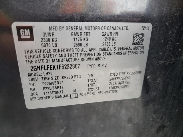 VIN 2GNFLFEK1F6232807 2015 Chevrolet Equinox, LT no.13