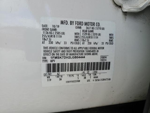 2020 FORD EXPLORER X - 1FMSK7DH2LGB04444