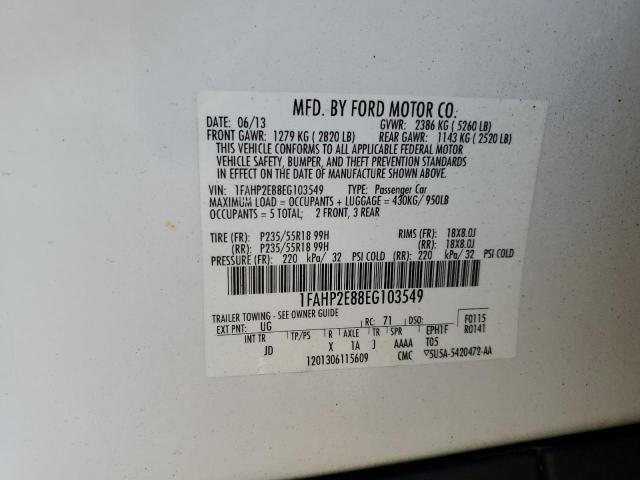 VIN 1FAHP2E88EG103549 2014 Ford Taurus, Sel no.12