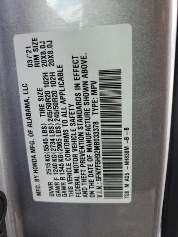 VIN 5FNYF5H92MB033378 2021 HONDA PILOT no.13