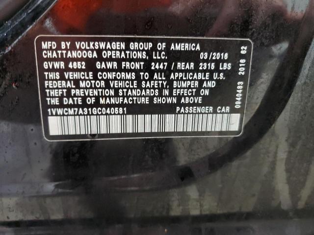 2016 VOLKSWAGEN PASSAT SEL - 1VWCM7A31GC040581