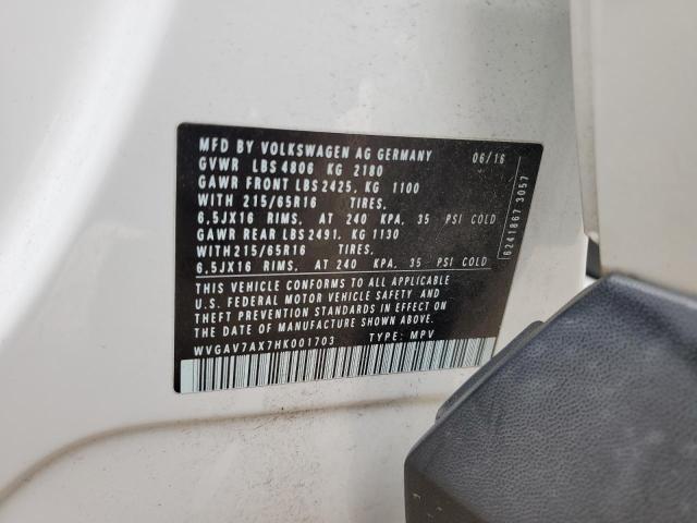 2017 VOLKSWAGEN TIGUAN S - WVGAV7AX7HK001703