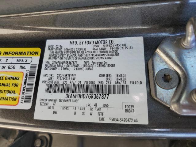 VIN 3FA6P0HD7GR367877 2016 Ford Fusion, SE no.13