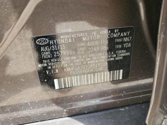 2016 HYUNDAI AZERA KMHFG4JG1GA518708
