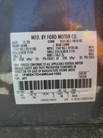 2021 FORD EXPLORER X - 1FMSK7DH4MGA61596
