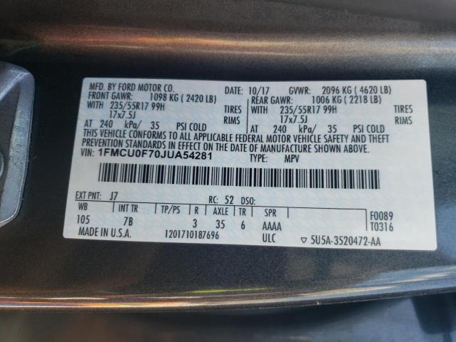 2018 FORD ESCAPE S - 1FMCU0F70JUA54281