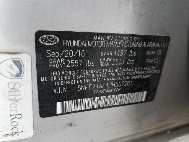 VIN 5NPE24AF4HH502261 2017 Hyundai Sonata, SE no.12