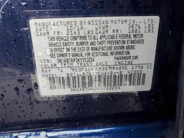 VIN 3N1AB7AP2KY253254 2019 Nissan Sentra, S no.13