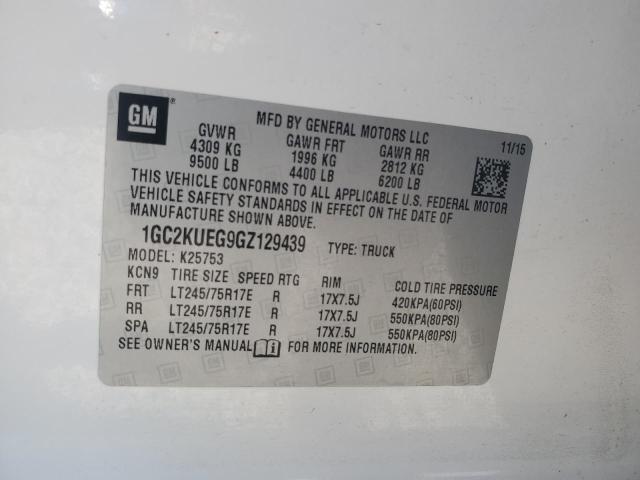 2016 CHEVROLET SILVERADO - 1GC2KUEG9GZ129439