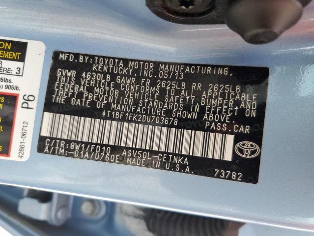 VIN 4T1BF1FK2DU703678 2013 Toyota Camry, L no.12