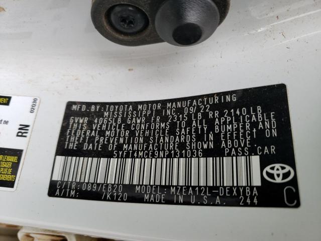 2022 TOYOTA COROLLA XS - 5YFT4MCE9NP131036