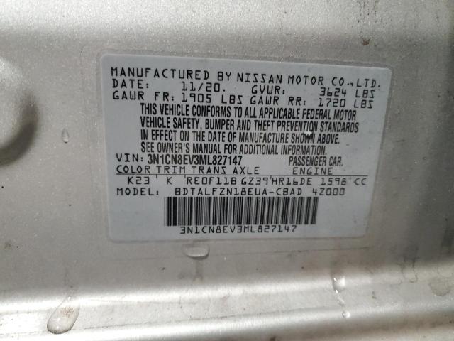 VIN 3N1CN8EV3ML827147 2021 Nissan Versa, SV no.13