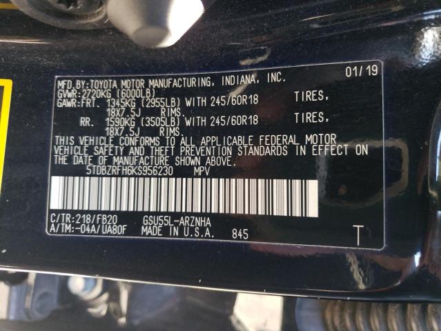 VIN 5TDBZRFH6KS956230 2019 Toyota Highlander, LE no.14