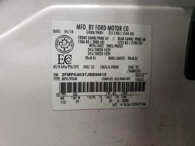 2018 FORD EDGE TITAN - 2FMPK4K97JBB96610
