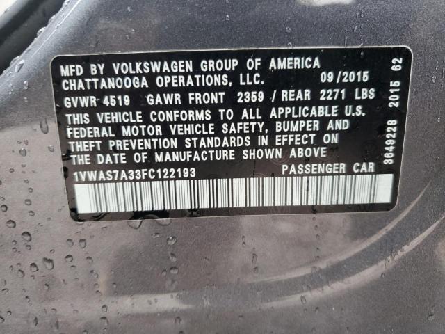 2015 VOLKSWAGEN PASSAT S - 1VWAS7A33FC122193