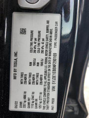 2022 TESLA MODEL 3 - 5YJ3E1EB8NF290169