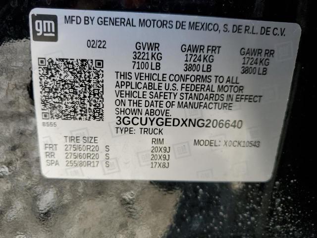 VIN 3GCUYGEDXNG206640 2022 Chevrolet Silverado, K15... no.14