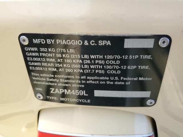 2013 VESPA GTS 300 SU ZAPM459L7D5901244