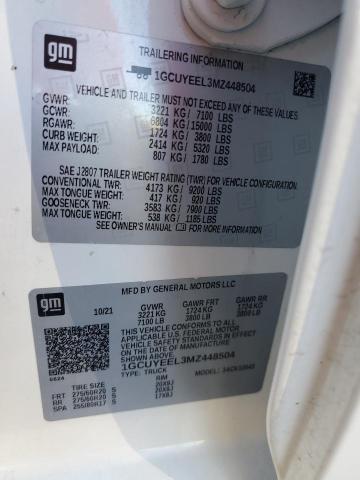 2021 CHEVROLET SILVERADO - 1GCUYEEL3MZ448504