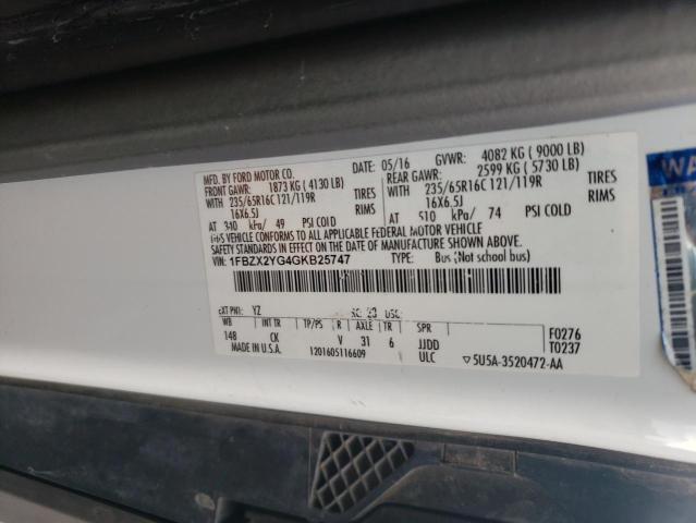 2016 FORD TRANSIT T- - 1FBZX2YG4GKB25747
