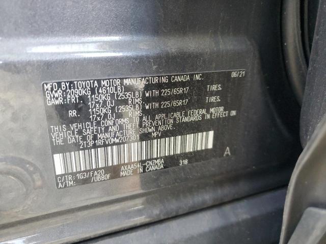 VIN 2T3P1RFV0MW207301 2021 TOYOTA RAV4 no.13