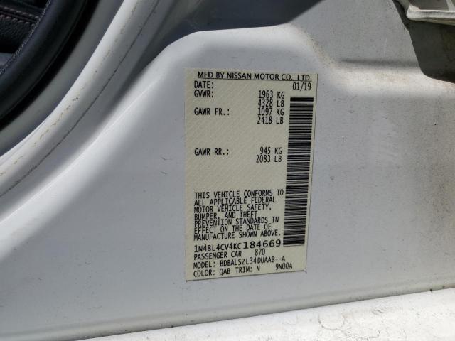2019 NISSAN ALTIMA SR - 1N4BL4CV4KC184669