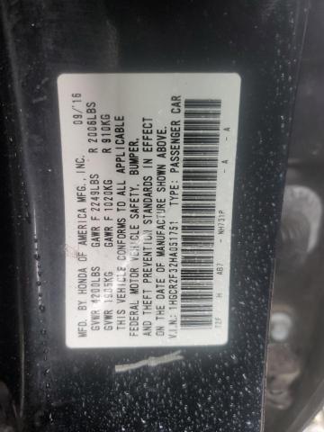 VIN 1HGCR2F32HA051751 2017 Honda Accord, LX no.12