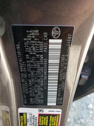 VIN 4T1C11BK4MU034693 2021 Toyota Camry, LE no.12